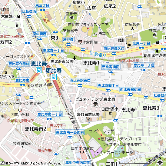 恵比寿支店付近の地図